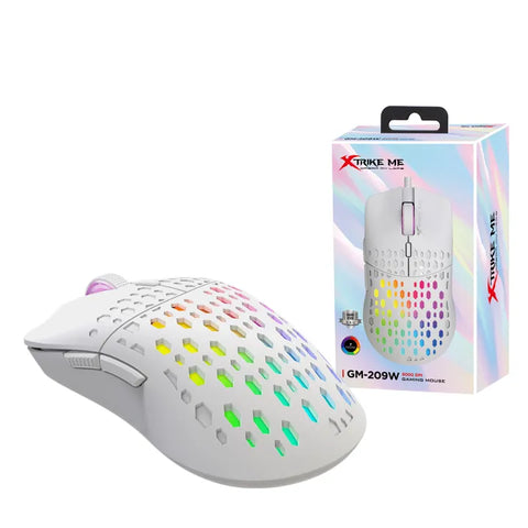 XTRIKE ME GM209W RGB Gaming Mouse – 8000 DPI Ultra-Light Honeycomb Mouse